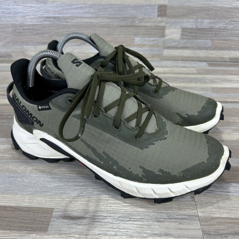 Salomon Alphacross 4 Men’s Size 8 Goretex Green Olive Trail Running Hiking Shoes